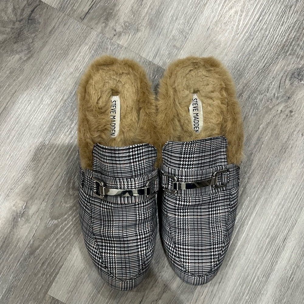 Steve Madden Plaid Loafers with Fur Lining
